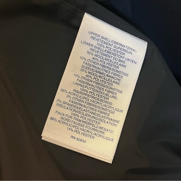 SOLD Lands End Wool Denali Like Long Coat Faux Fur Detachable Hood Gray Black - Picture 13 of 14